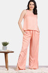 Zivame Checkered Sheen Woven Pyjama Set - Pink Sand — thumbnail 2